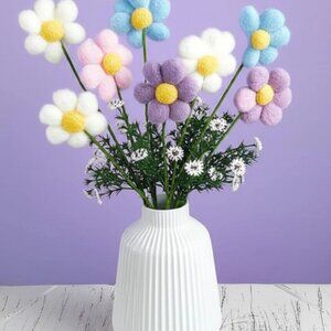 4 piece set 11 Inch Easter Pom Pom Blossom Spray Spring Easter Pick Stems